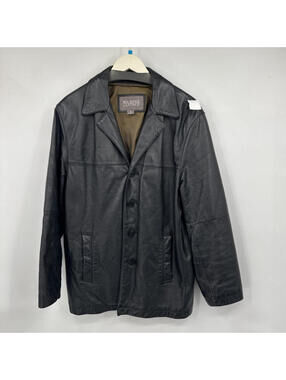 Men's Y2K Wilsons Leather Notched Lapel Black Jacket Small